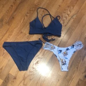 Zaful bikini bundle tie top and 2 bottoms size 4